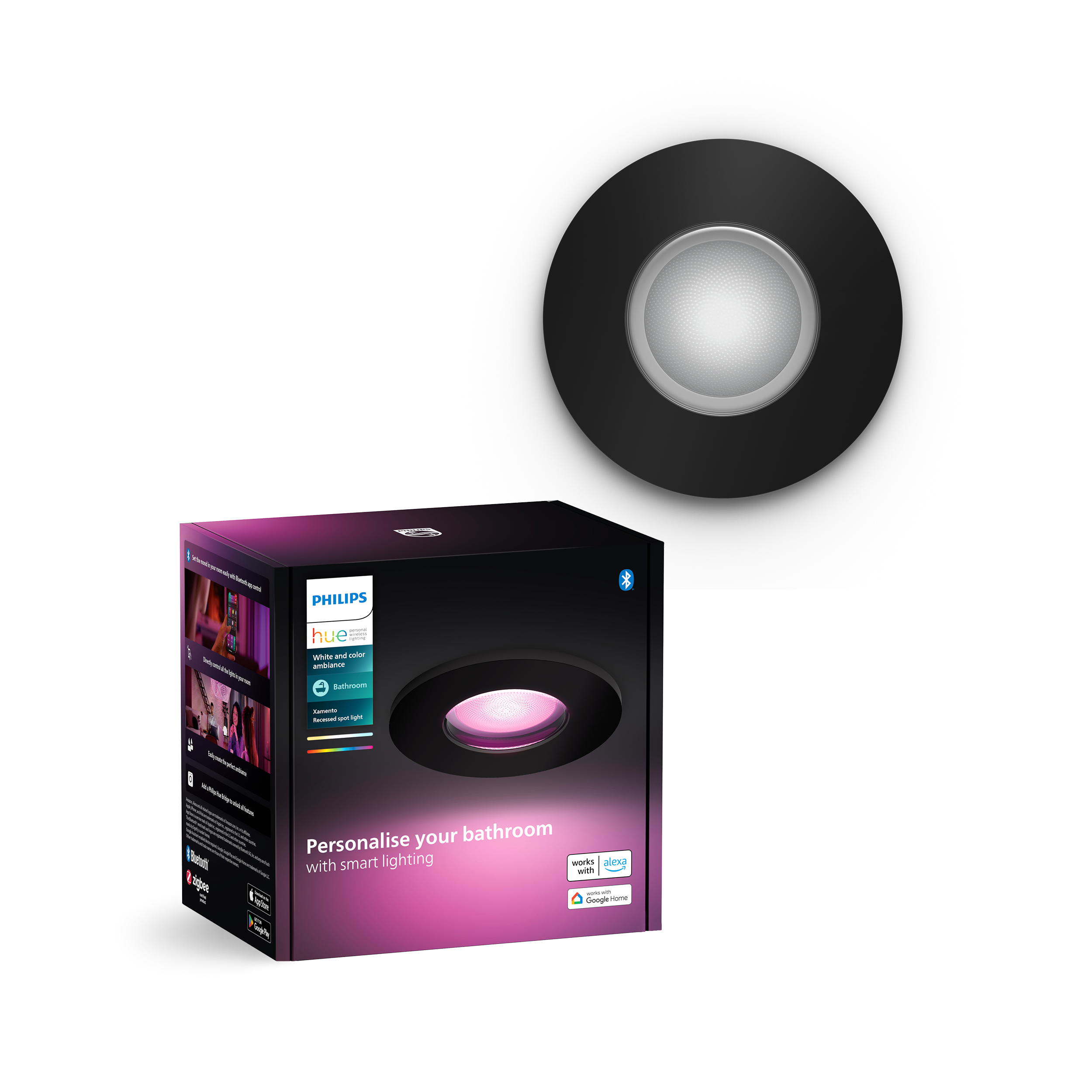 Philips Hue Xamento Siyah Sıva Üstü RGB Akıllı LED Spot IP44 400 Lumen GU10 Spot Dahildir