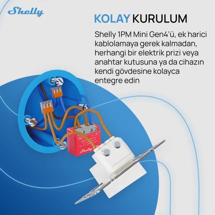 Shelly 1PM Mini Gen4 Enerji Ölçümlü Akıllı Röle