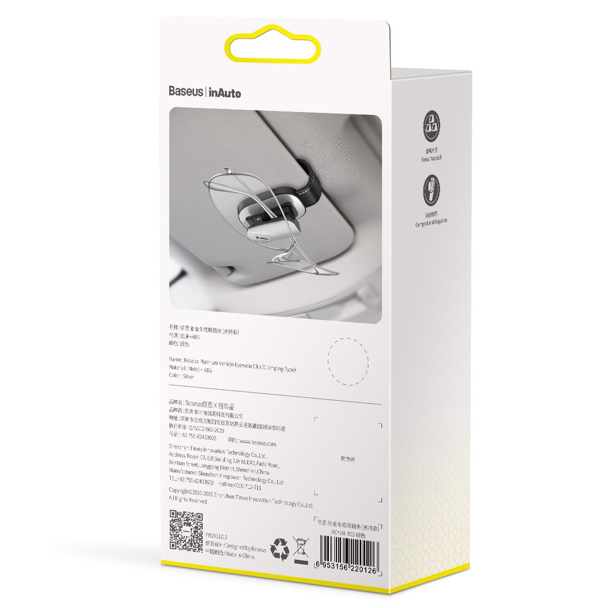 Baseus Platinum Araç Oto Güneşlik Gözlük Tutucu Klipsli - Siyah