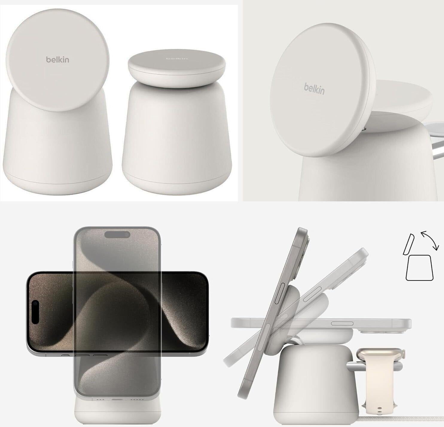 Belkin BoostCharge Pro Kablosuz 2'si 1 arada MagSafe (15 W) Şarj İstasyonu - Krem