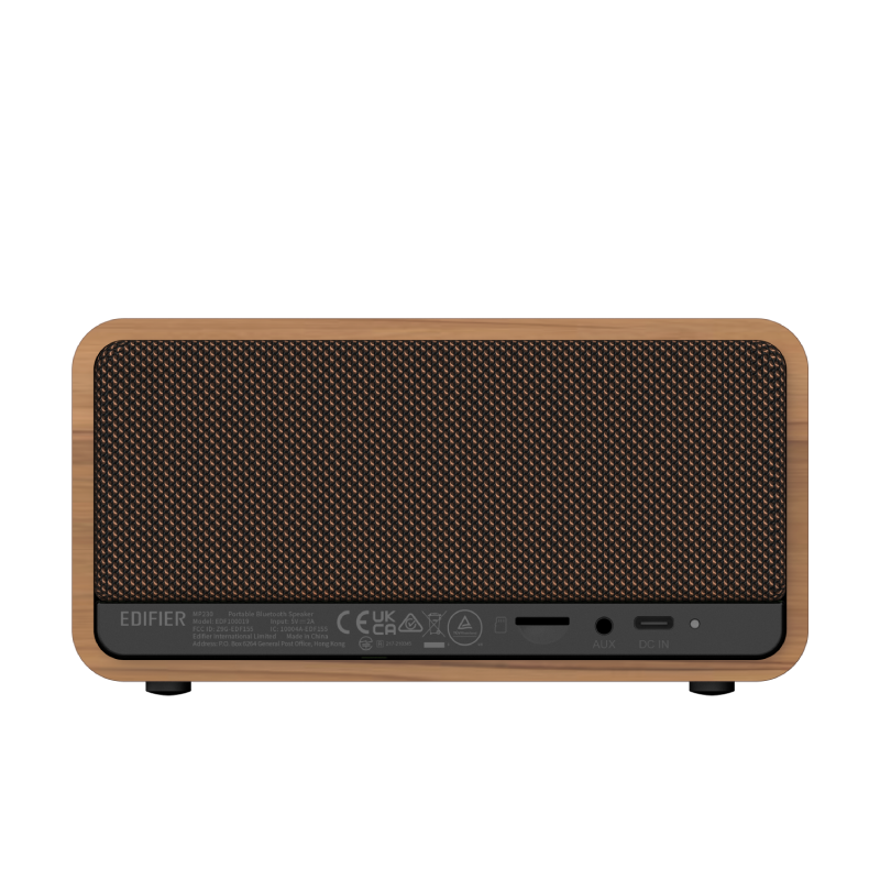 Edifier MP230 20W RMS Bluetooth 5.0 Retro Tasarımlı Taşınabilir Kablosuz Hoparlör – Ahşap Kabin, AUX/USB-C/TF Kart - Kahverengi