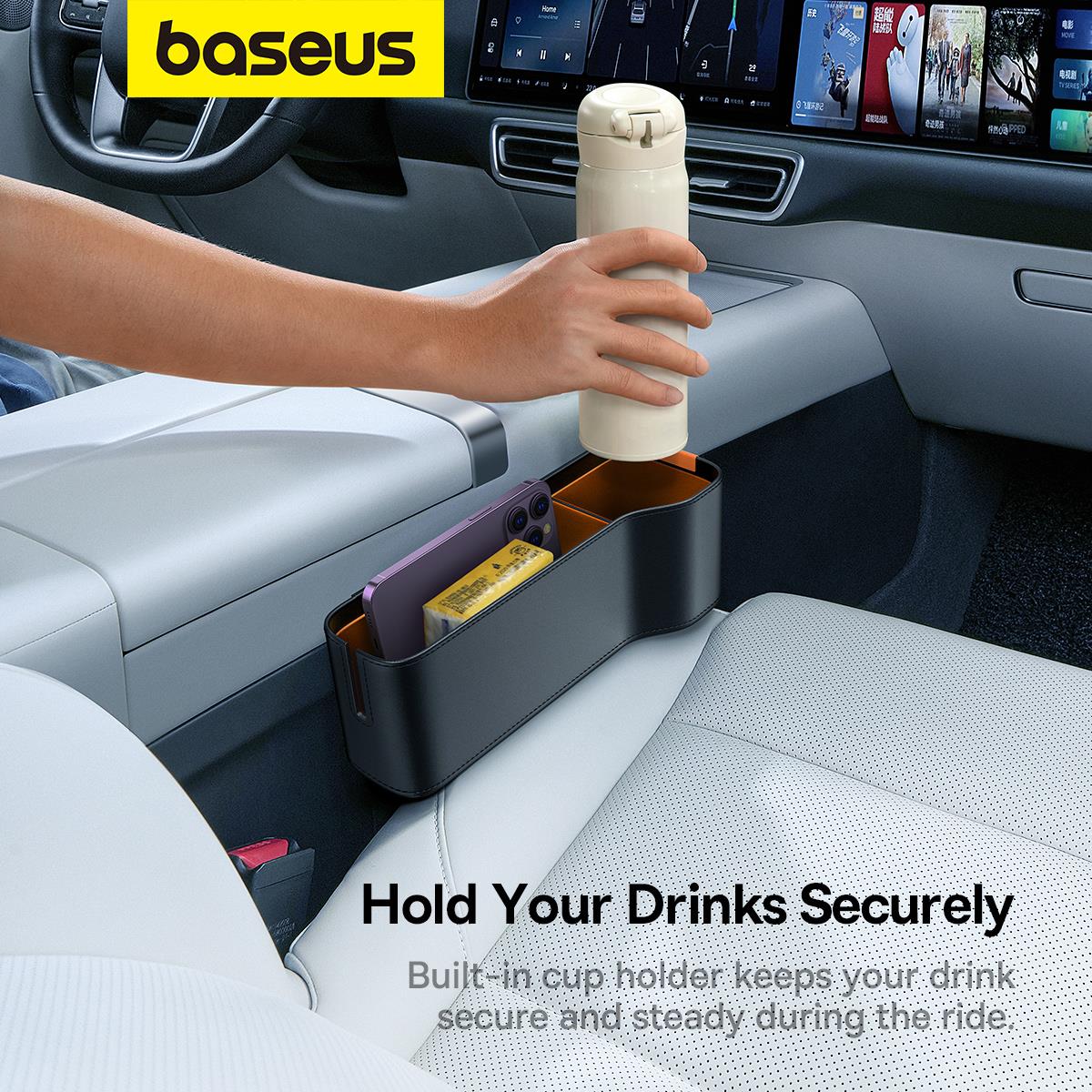 Baseus OrganizeFun Serisi Araç Konsol ve Koltuk Yanı Organizer - Siyah