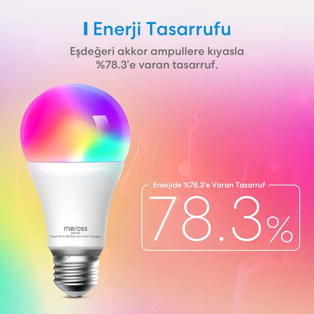 Meross Akıllı Rgb Ampül 810L/9W MSL120