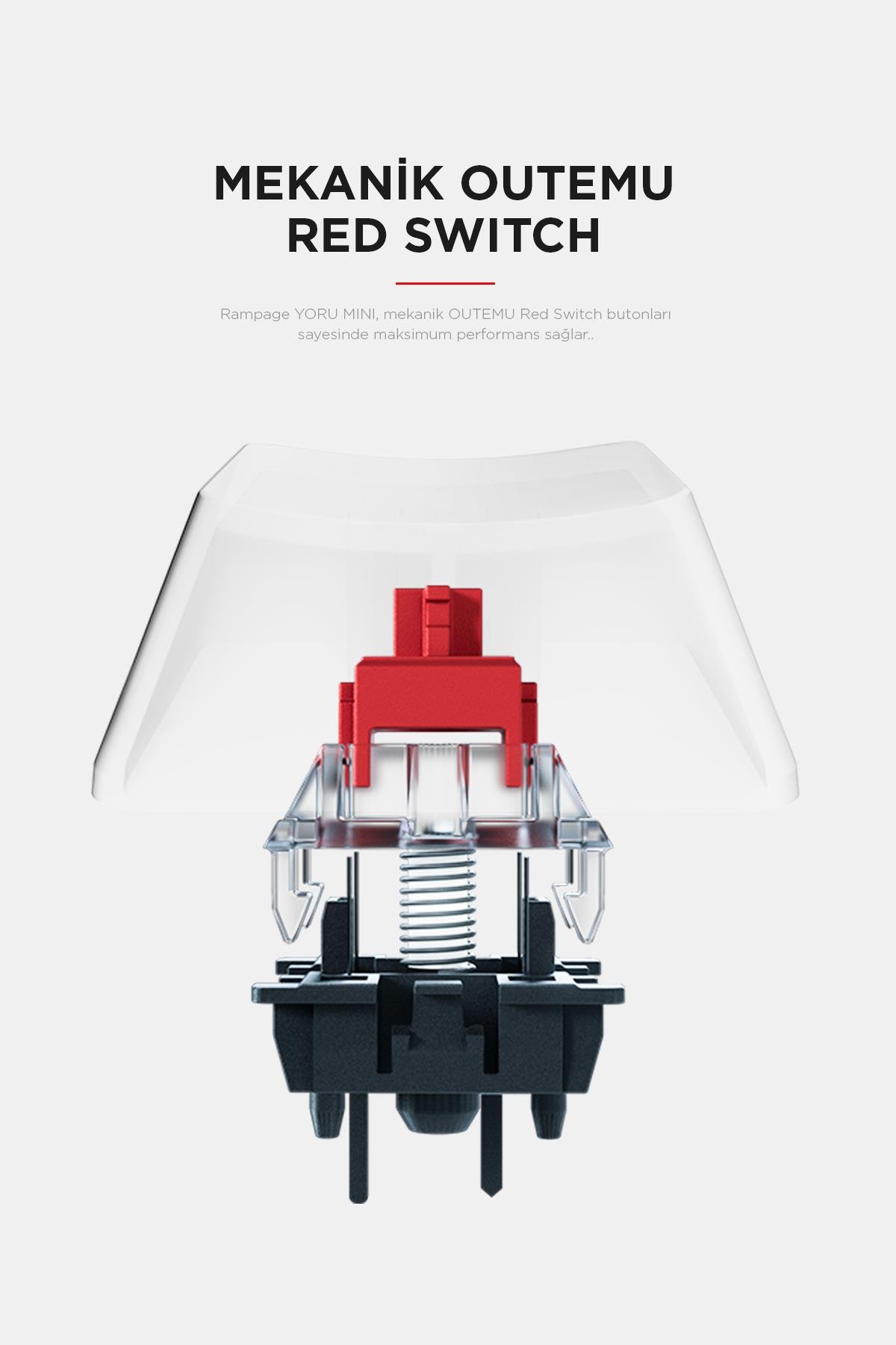 Rampage YORU Mini Gri/Beyaz Type-C Bağlantılı OUTEMU Red Swich Q Mekanik Gaming Oyuncu Klavye RGB