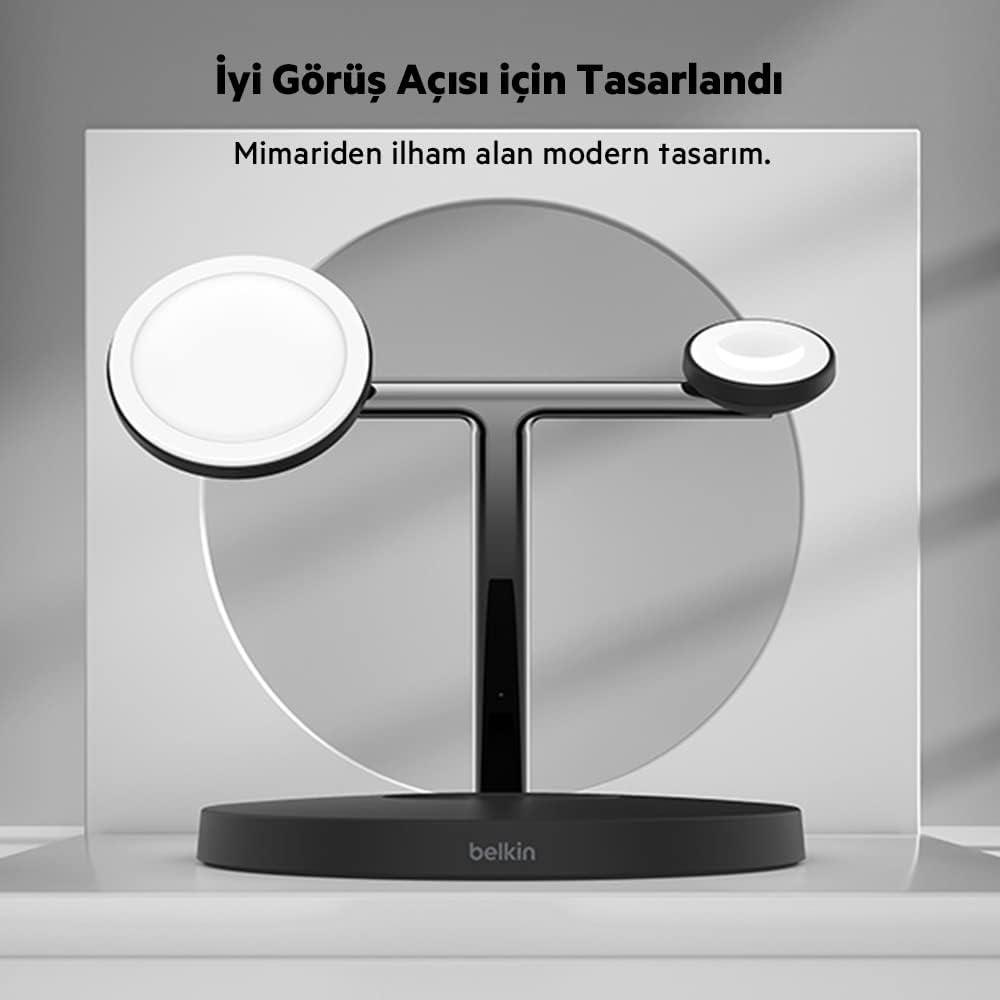 Belkin Magsafe 3 in 1 Apple Ürünleri için Kablosuz Şarj Cihazı WIZ009VFWH - Beyaz 