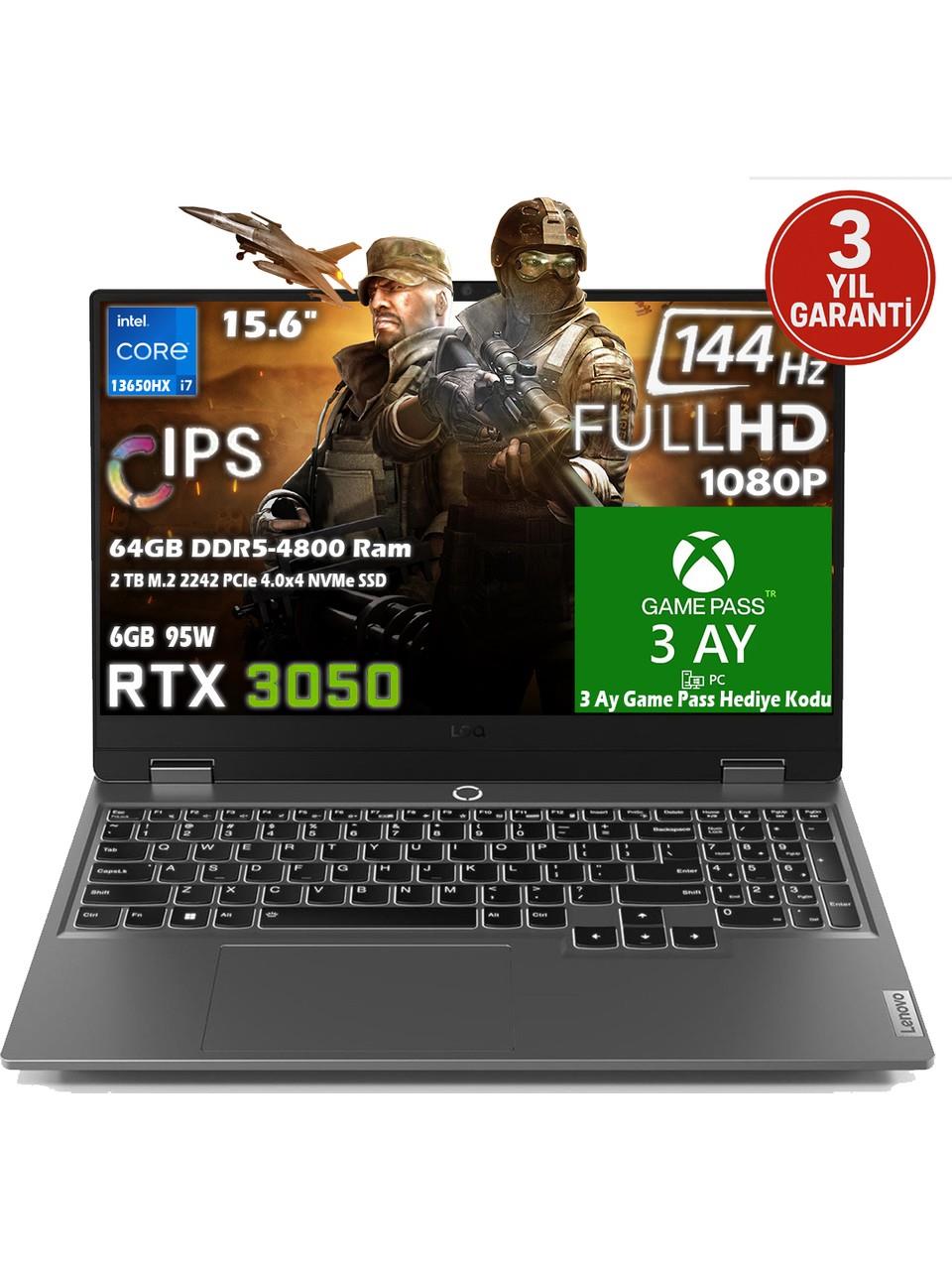 Lenovo LOQ 15IRX9 Intel Core i7 13650HX 64GB 2TB SSD RTX 3050 6GB (95W) 15.6