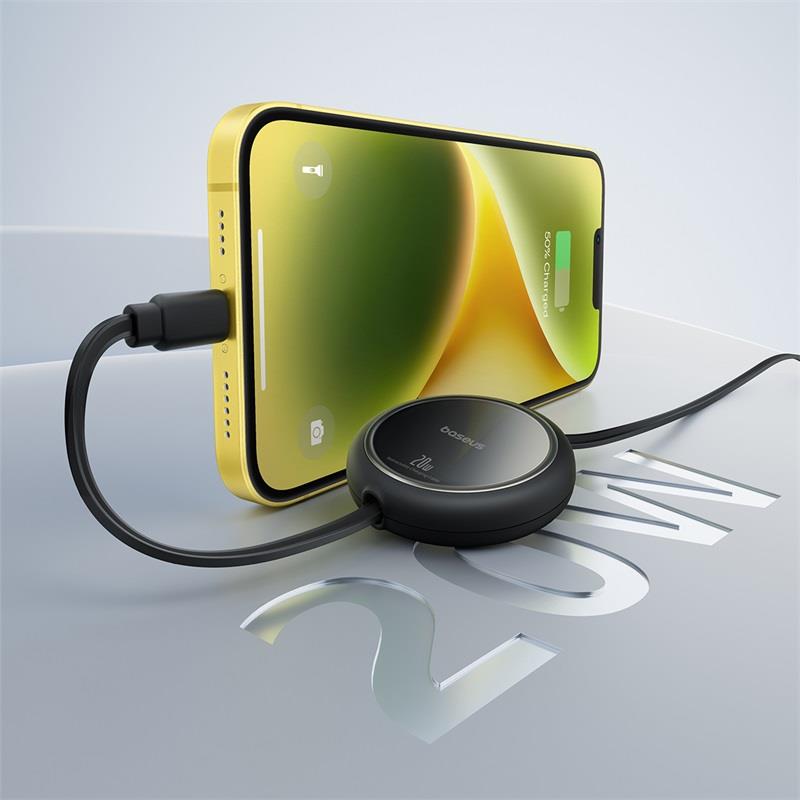 Baseus Free2Pull USB-C 20W Makaralı Hızlı Şarj ve Data Kablosu, Siyah