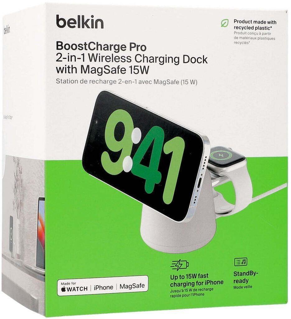 Belkin BoostCharge Pro Kablosuz 2'si 1 arada MagSafe (15 W) Şarj İstasyonu - Krem