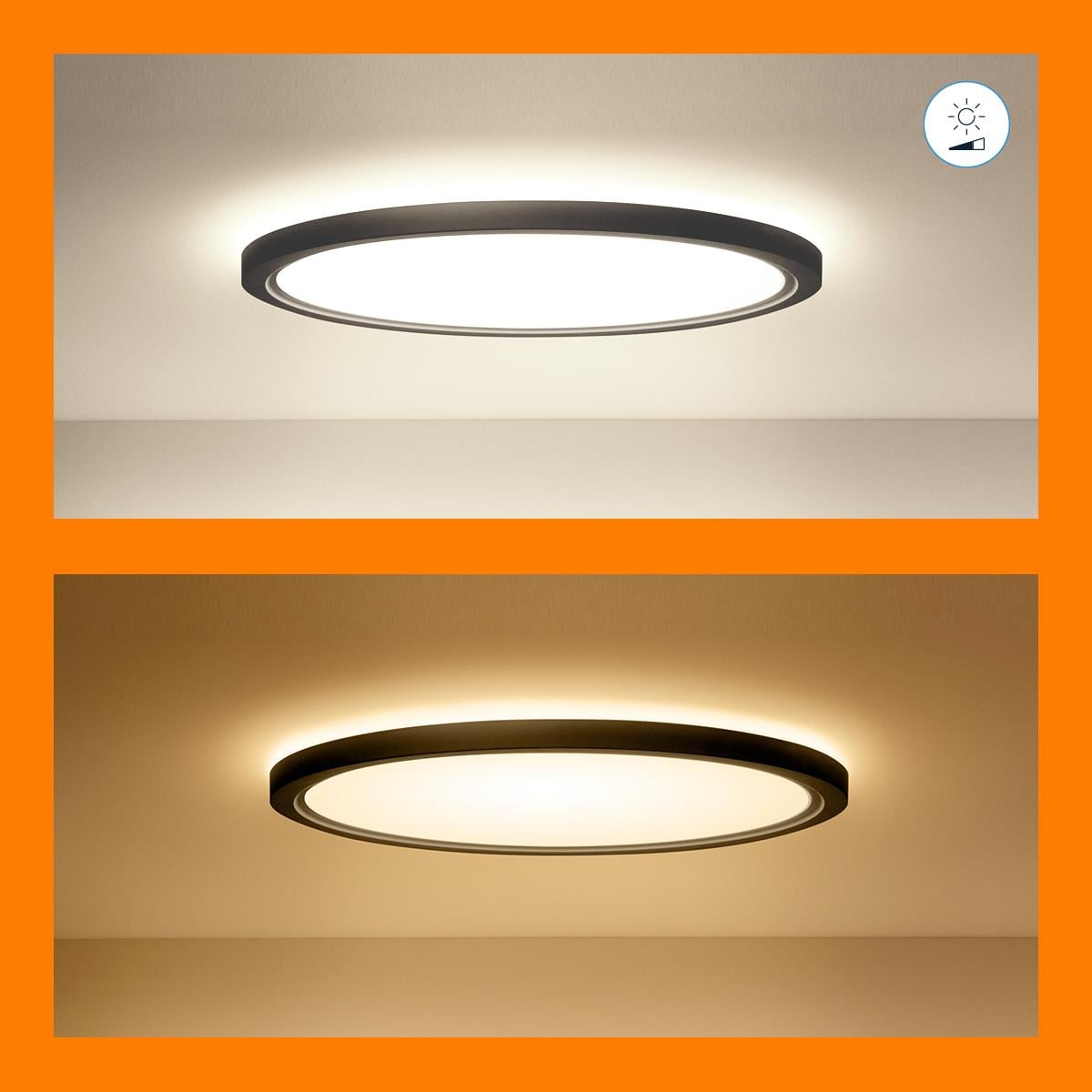 Wiz SuperSlim 22W Siyah Sıva Üstü RGB Akıllı LED Yuvarlak Panel Tavan Armatürü 42 cm çapında 2600 Lumen