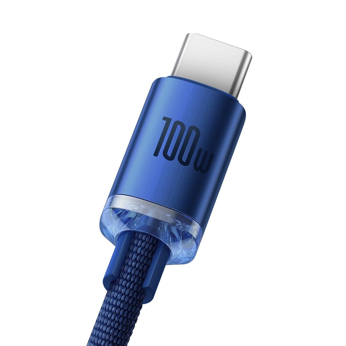 Baseus Crystal Shine 100W 5A USB - USB-C Hızlı Şarj Data Kablosu 1.2M, Mavi