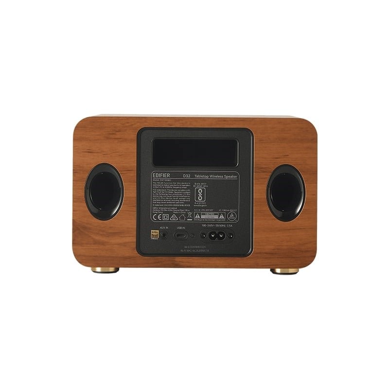 Edifier D32 60W RMS Bluetooth 5.3 Wi-Fi AirPlay Destekli Taşınabilir Kablosuz Masaüstü Hoparlör – Hi-Res Audio, USB-C/AUX - Kahverengi