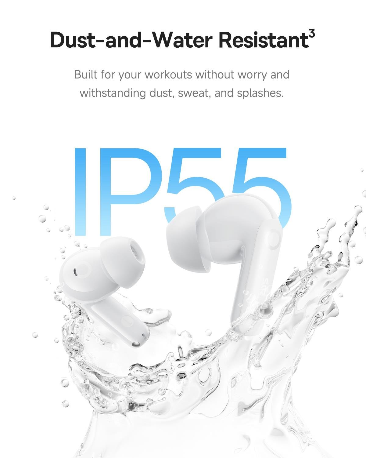 Baseus Bass BP1 Pro 50 dB Gürültü Engellemeli Kablosuz Kulaklık, 6 Mikrofonlu AI Net Arama, IP55, 55 Saat Oynatma Süresi, Bluetooth 6.0, Beyaz