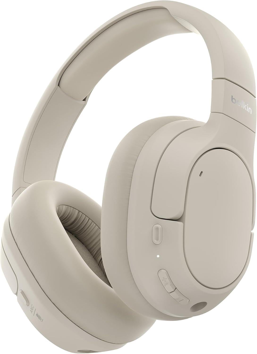 Belkin SoundForm Isolate Noise Cancelling Kablosuz Bluetooth kulaklık, Kum rengi