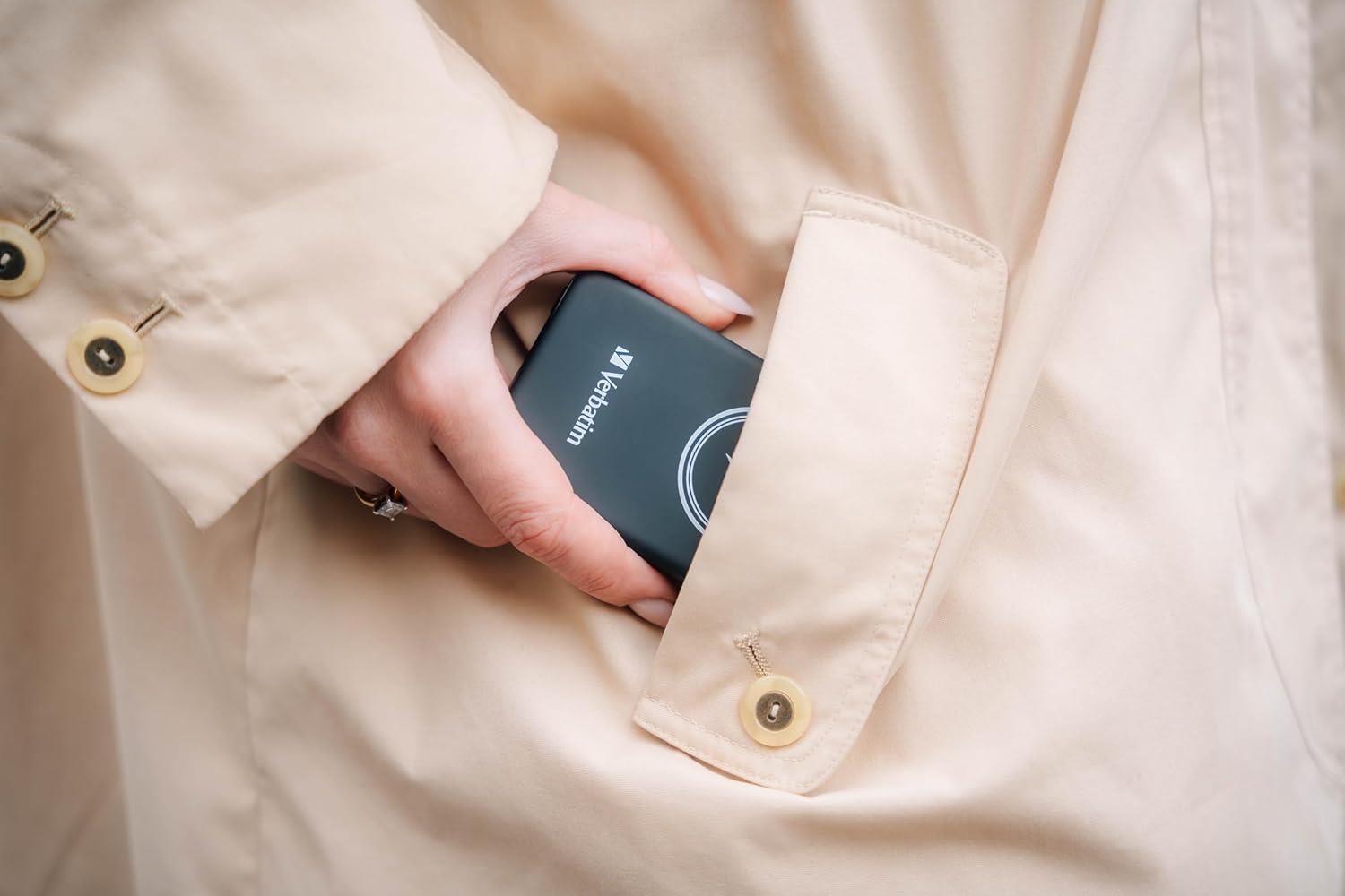 Verbatim Manyetik Power Bank 10000 mAh, Kablosuz Şarj Cihazı 15 W, USB-C ile 20 W PD