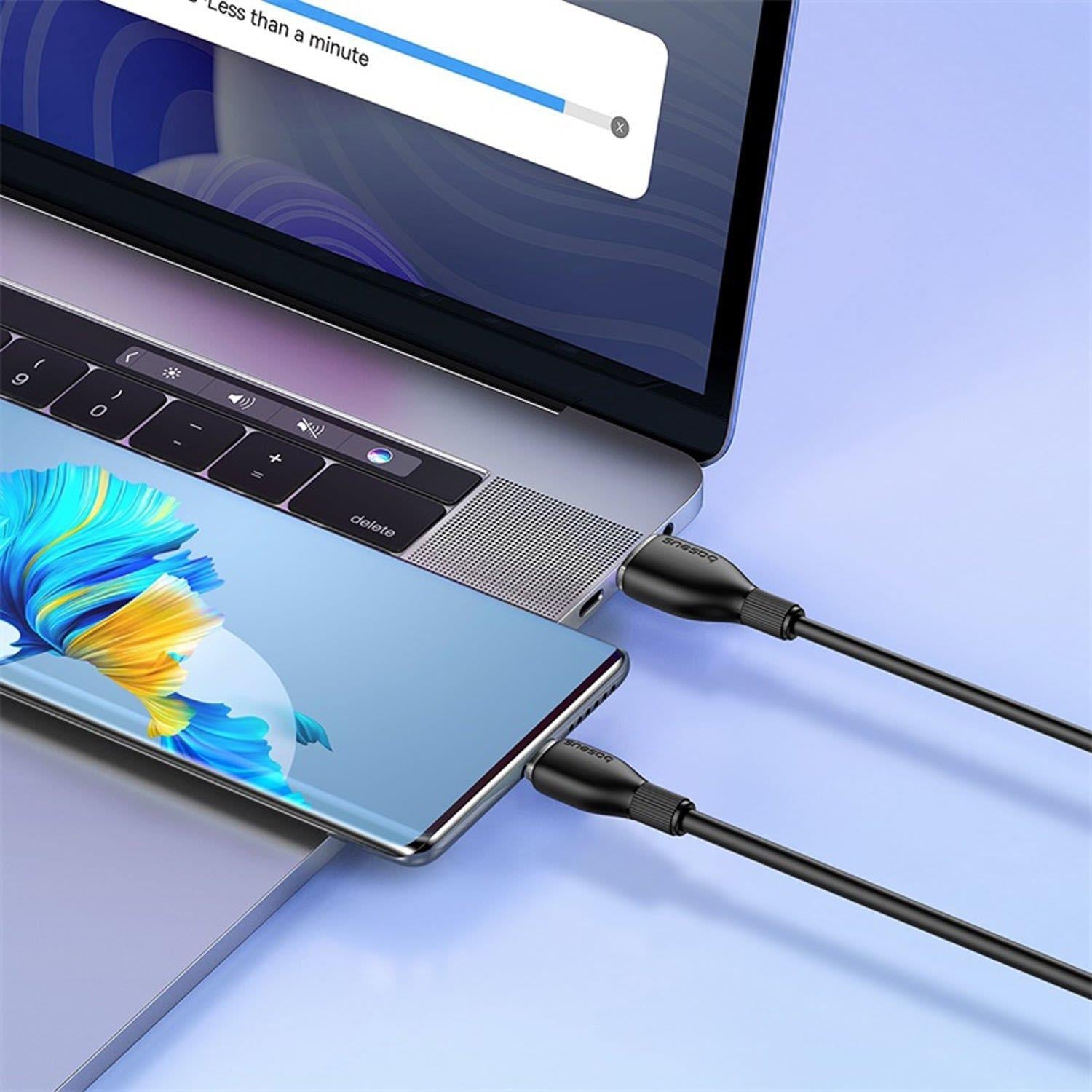 Baseus Pudding Hızlı Şarj Özellikli USB Type-C 100W Kablo 1.2 M Siyah