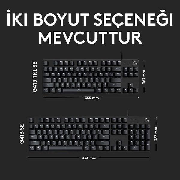 LOGITECH G413 SE AYDINLATMALI TAM BOYUTLU TÜRKÇE Q MEKANİK OYUN KLAVYESİ - SİYAH 920-010556