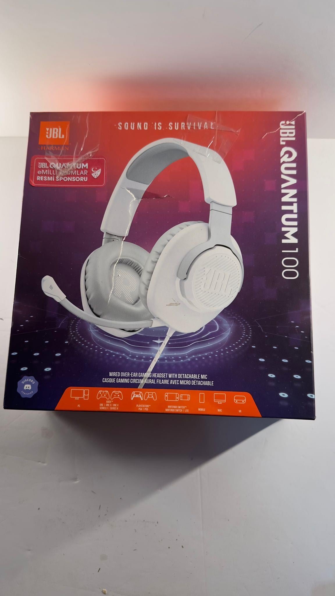 OUTLET JBL Quantum 100 Gaming Kulaklık Kablolu - Beyaz