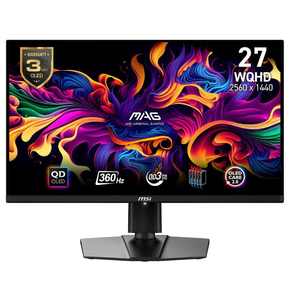 MSI 26.5 MAG 271QPX QD-OLED 2560x1440 (WQHD) 16:9 FLAT 360HZ 0.03MS FREESYNC GAMING MONITOR