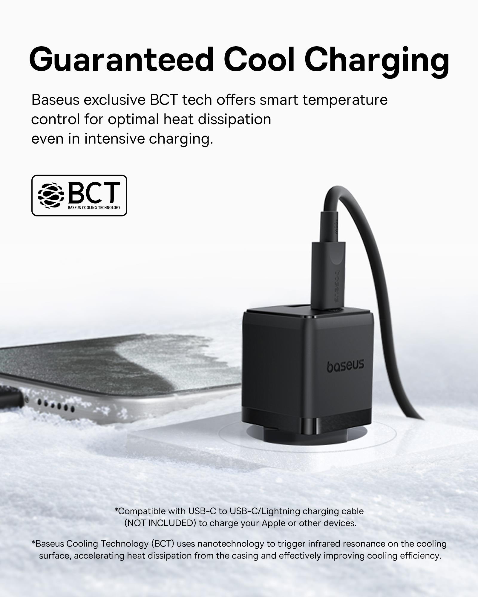 Baseus Palm USB C+U Ultra Mini Hızlı Şarj Aleti 30W, Siyah