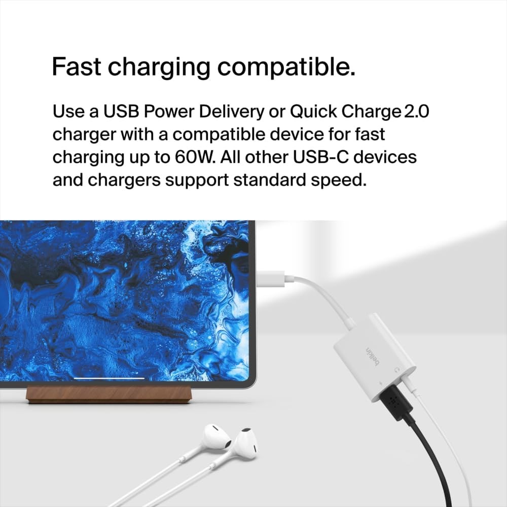 Belkin NPA004BTWH Type C'den Type C ve 3.5MM Çoğaltıcı