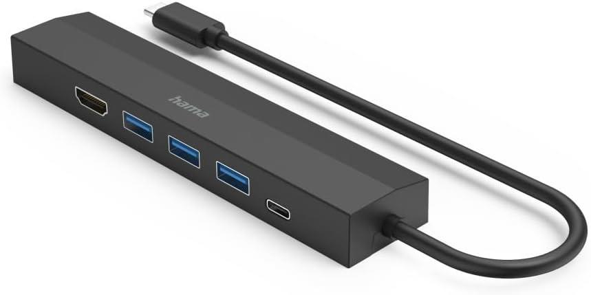 Hama USB Hub 6 bağlantı noktası (3 x USB-A, USB-C, HDMI, LAN/Ethernet