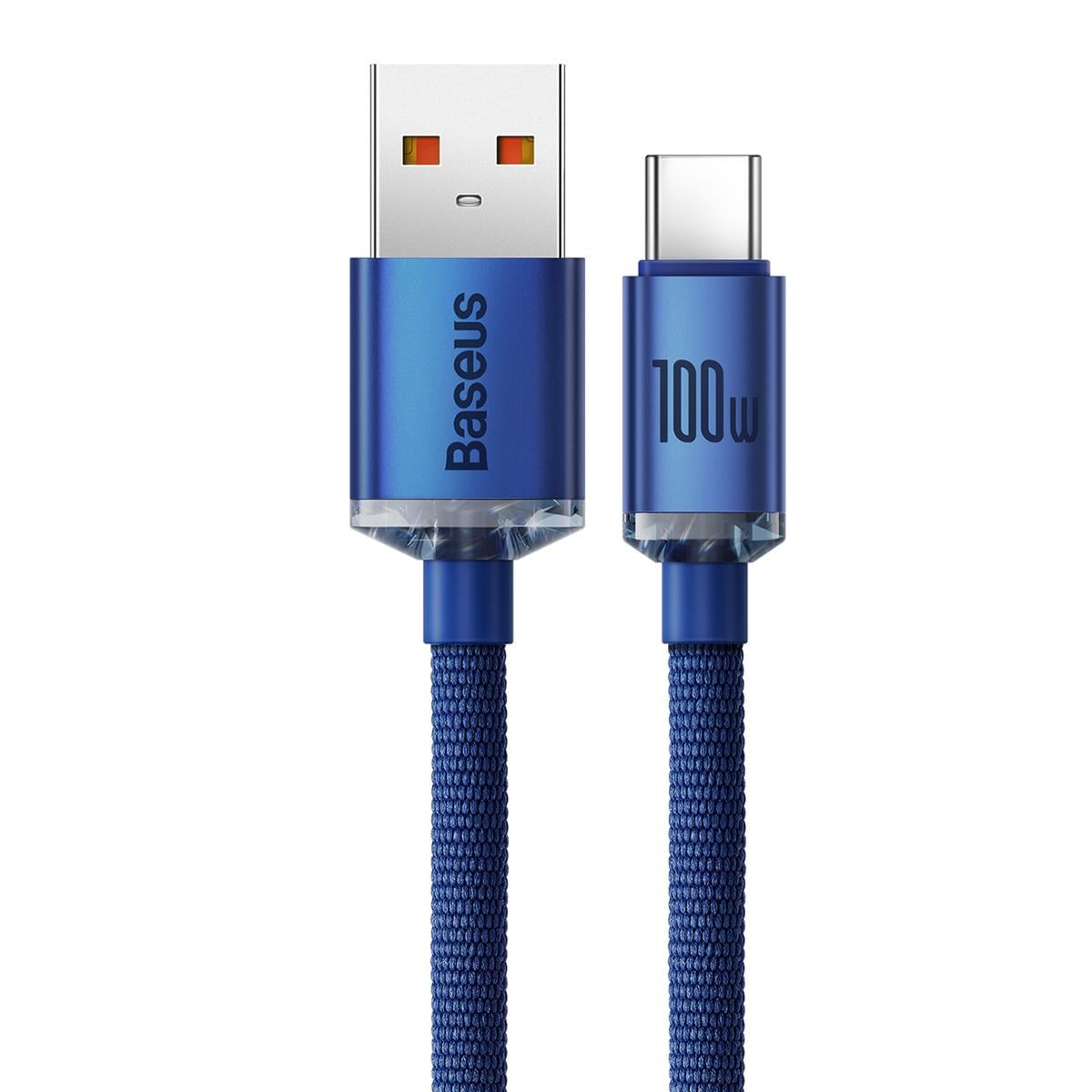 Baseus Crystal Shine 100W 5A USB - USB-C Hızlı Şarj Data Kablosu 1.2M, Mavi