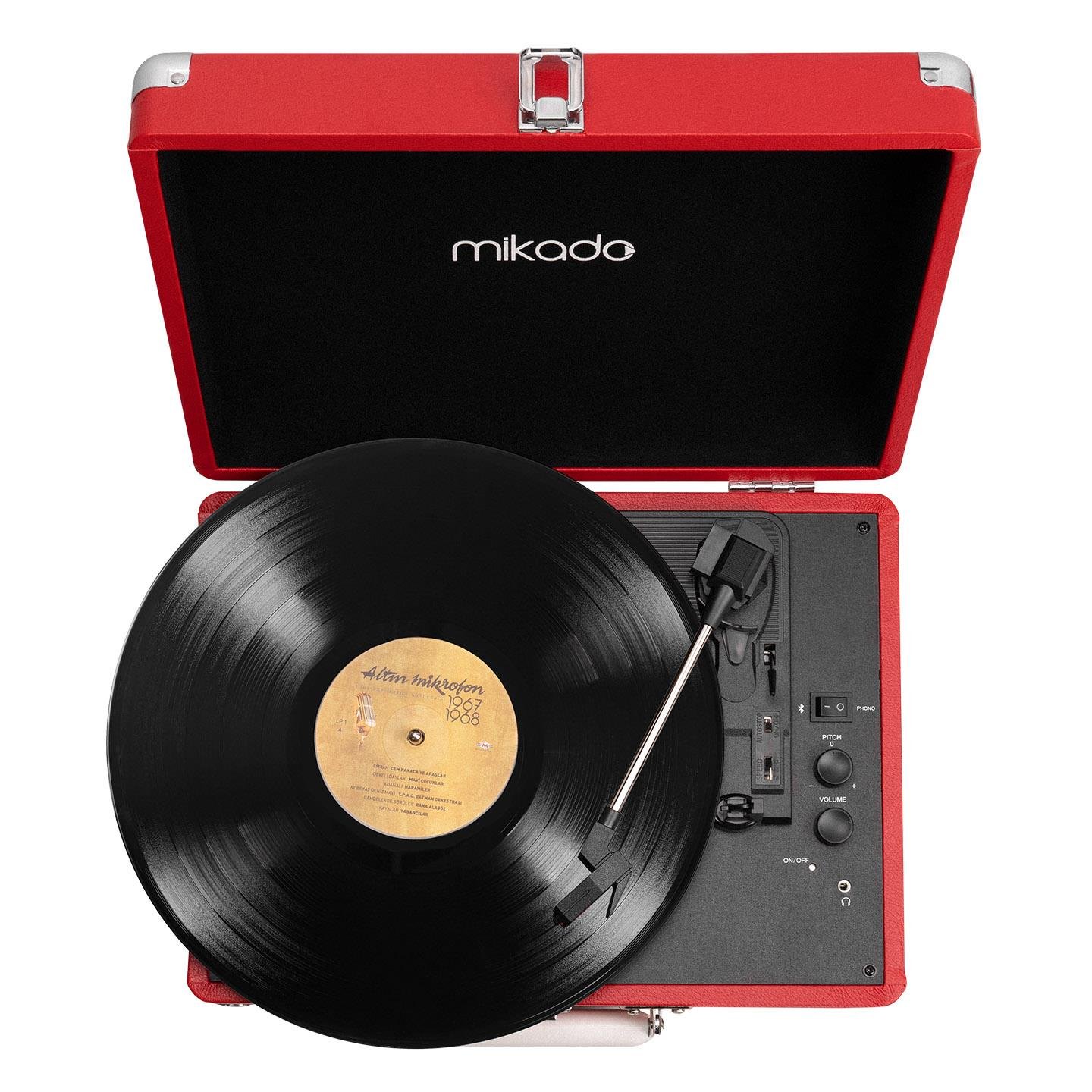 OUTLET Mikado Nostalgia MN-P317 Kırmızı Pikap+Rca+Bluetooth Destekli Müzik Kutusu