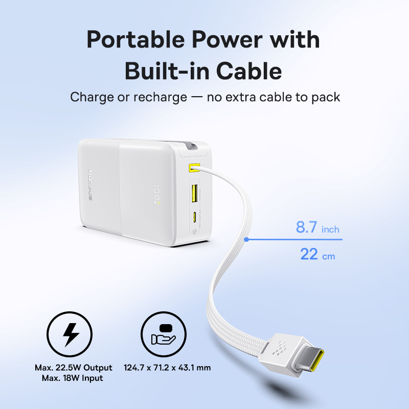 Baseus EnerFill FC51 Bipow 2 Pro Powerbank 30.000 mAh 22.5W - Beyaz