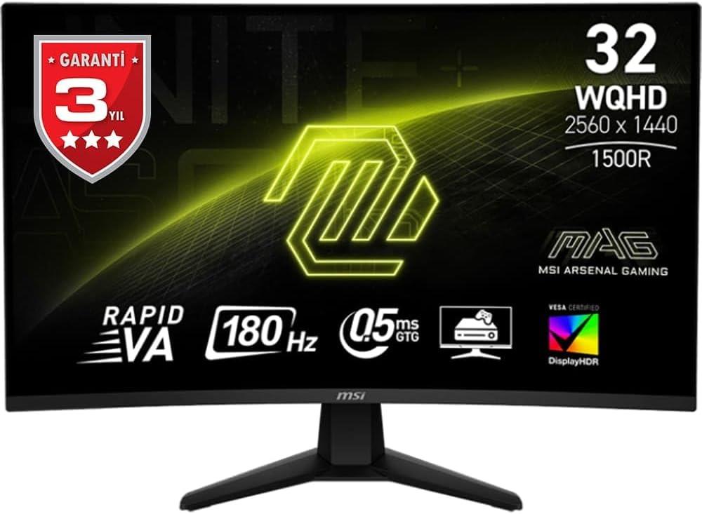 MSI 31.5 MAG 32CQ6F 2560x1440 (WQHD) 16:9 CURVE 1500R RAPID VA 180HZ 1MS ADAPTIVESYNC GAMING MONITOR