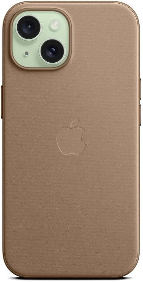 Apple iPhone 15 için MagSafe özellikli Mikro Dokuma Kılıf - Vizon Grisi ​​​​​​​
