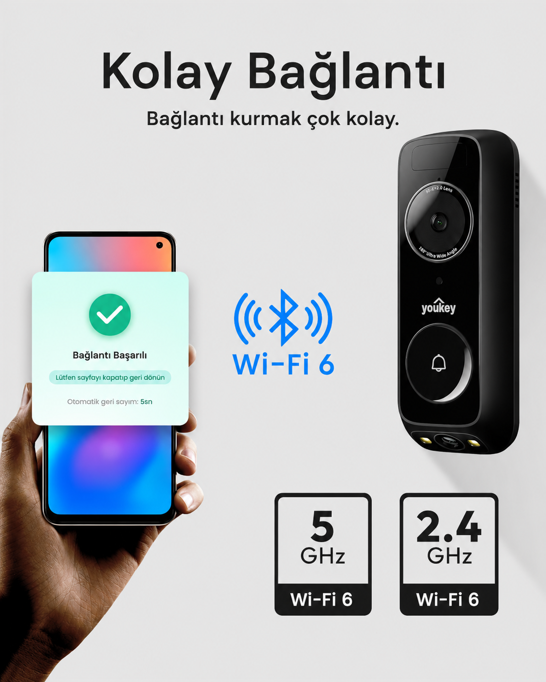Youkey DB312 Dual Camera Wireless Kapı Zili