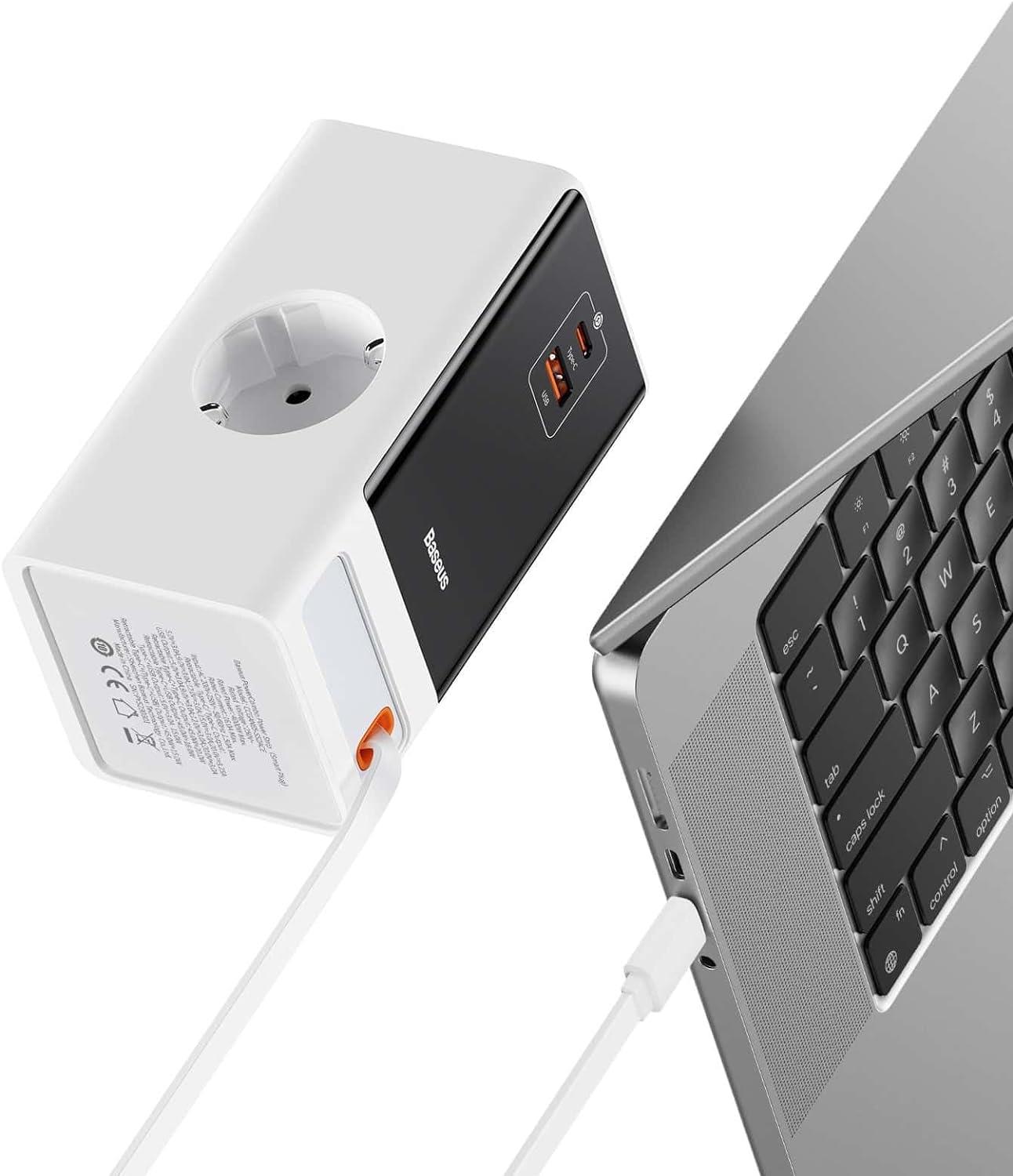 Baseus Power Combo Dijital PowerStrip 2AC+1U+1C+Retractable-C 65W Smart Versiyon Şarj Cihaz Seti