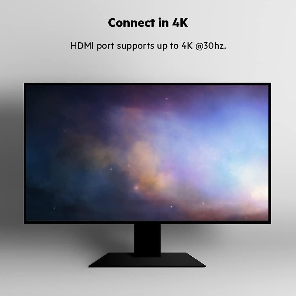 Belkin 7'si 1 Arada Çok Bağlantı Noktalı USB C Hub (4K HDMI, USB-C, 2 x USB A, 3,5 mm Ses, SD 3.0 Yuvası için micro-SD 3.0 ile)), AVC009BTSGY