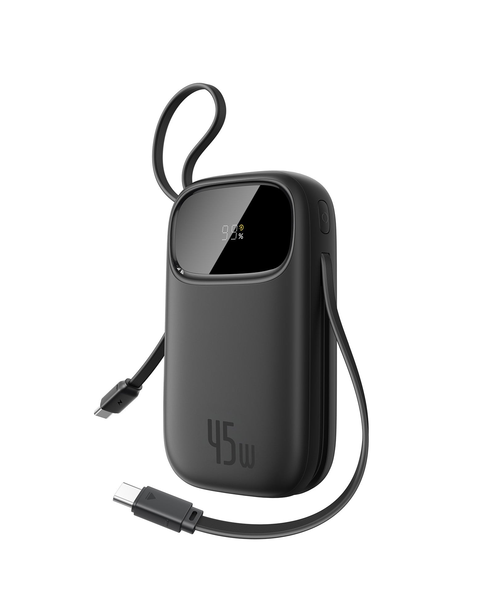 Baseus EnerFill FC31 Dijital Ekranlı Hızlı Şarj Powerbank Dahili Çift USB-C Kablo 20000mAh 45W - Siyah