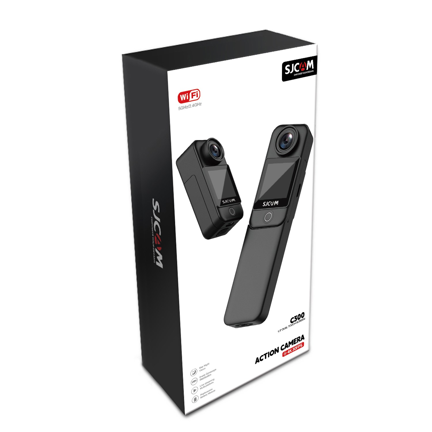 Sjcam C300 Aksiyon Kamera  2'si 1 Arada El Tipi Wifi 4K/30 Fps  6 Eksenli Stabilizasyon