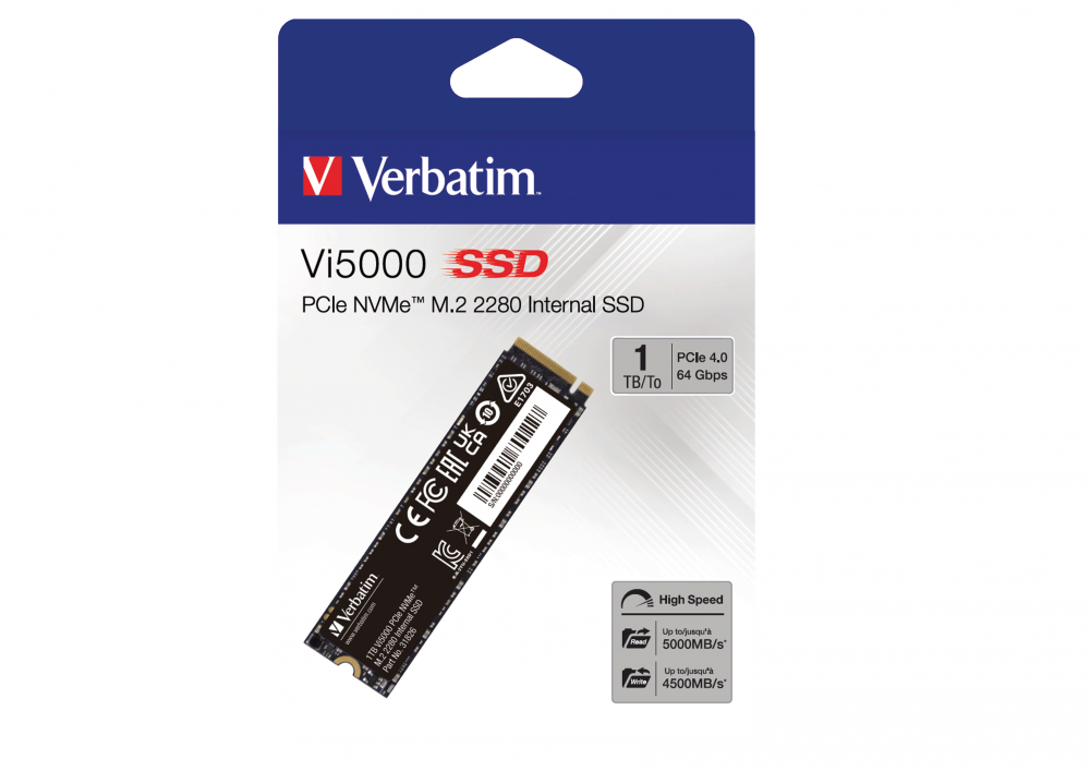 Verbatim 1 TB Dahili M.2 SSD VI5000 PCIE4 4500MB/S - 5000MB/S-(31826)