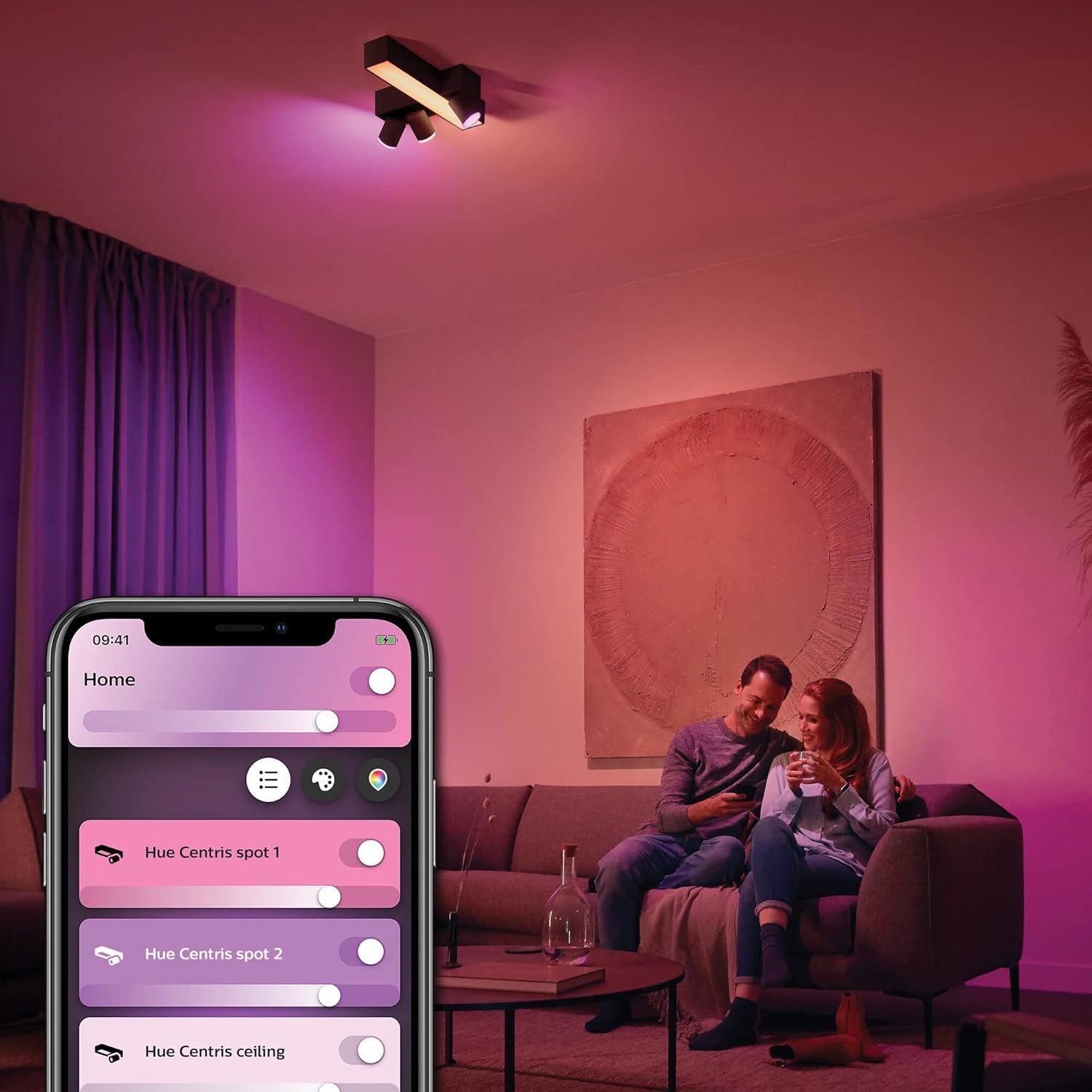 Philips Hue Centris Cross Renkli 3'lü Spot Tavan Lambası, Siyah