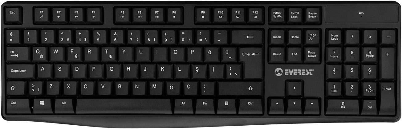 Everest KM-7500 Siyah Kablosuz Q Multimedia Klavye + Mouse Set

