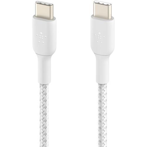 Belkin Boost Charge Örgülü 60W USB-C - USB-C Kablosu 1m, Beyaz