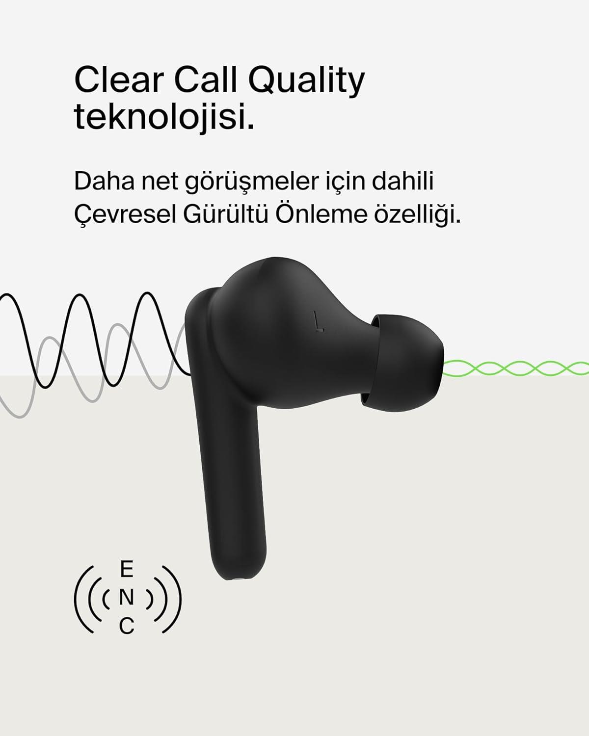 Belkin SoundForm Rhythm TWS Bluetooth Kulaklık, Siyah