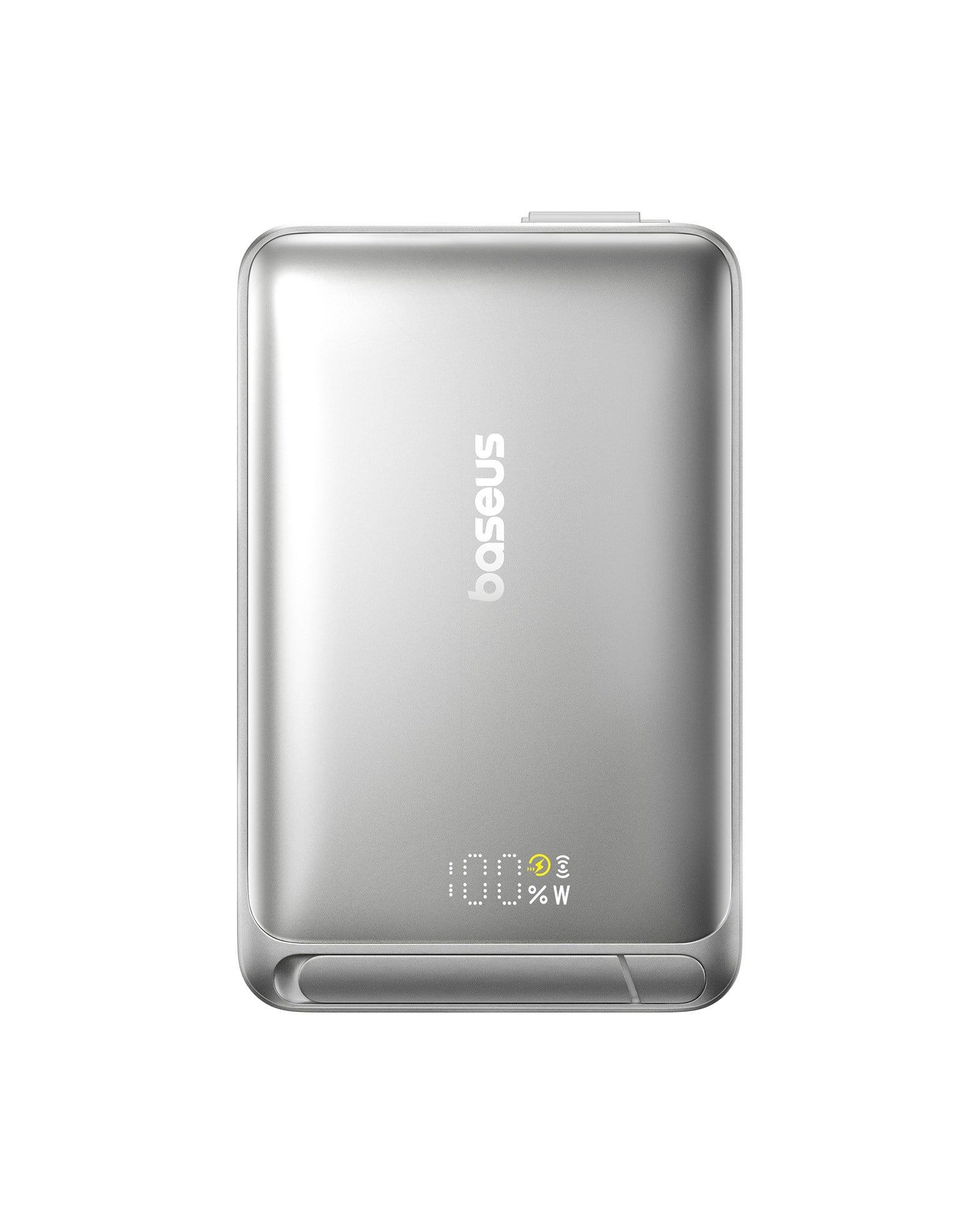 Baseus Nomos 3'ü 1 arada 10000mAh Power Bank - Qi2 15W Kablosuz Şarj, 45W Dahili Çift Yönlü Hızlı Şarj Kablolu, Gri