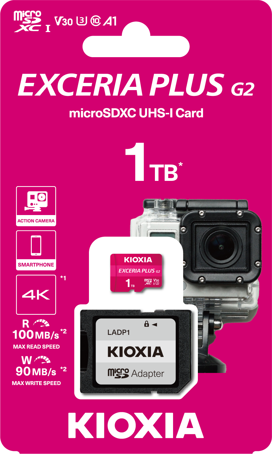 KIOXIA 1TB EXCERIA PLUS G2 MICRO SDXC 4K 100/90