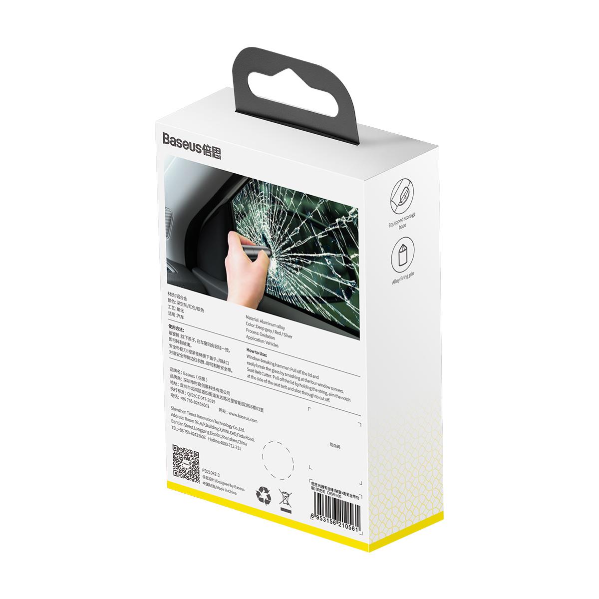 Baseus Sharp Tool Serisi Oto Cam ve Emniyet Kemeri Kesici Güvenlik Aparatı - Koyu Gri