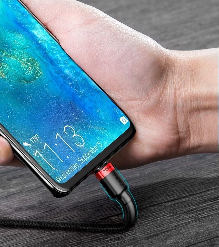 Baseus Cafule PD2.0 100W Flash Şarj Type-C to Type-C Kablo (20V 5A) 2m Gri+Siyah CATKLF-ALG1