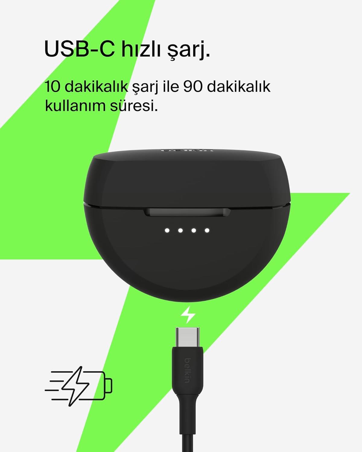 Belkin SoundForm Rhythm TWS Bluetooth Kulaklık, Siyah