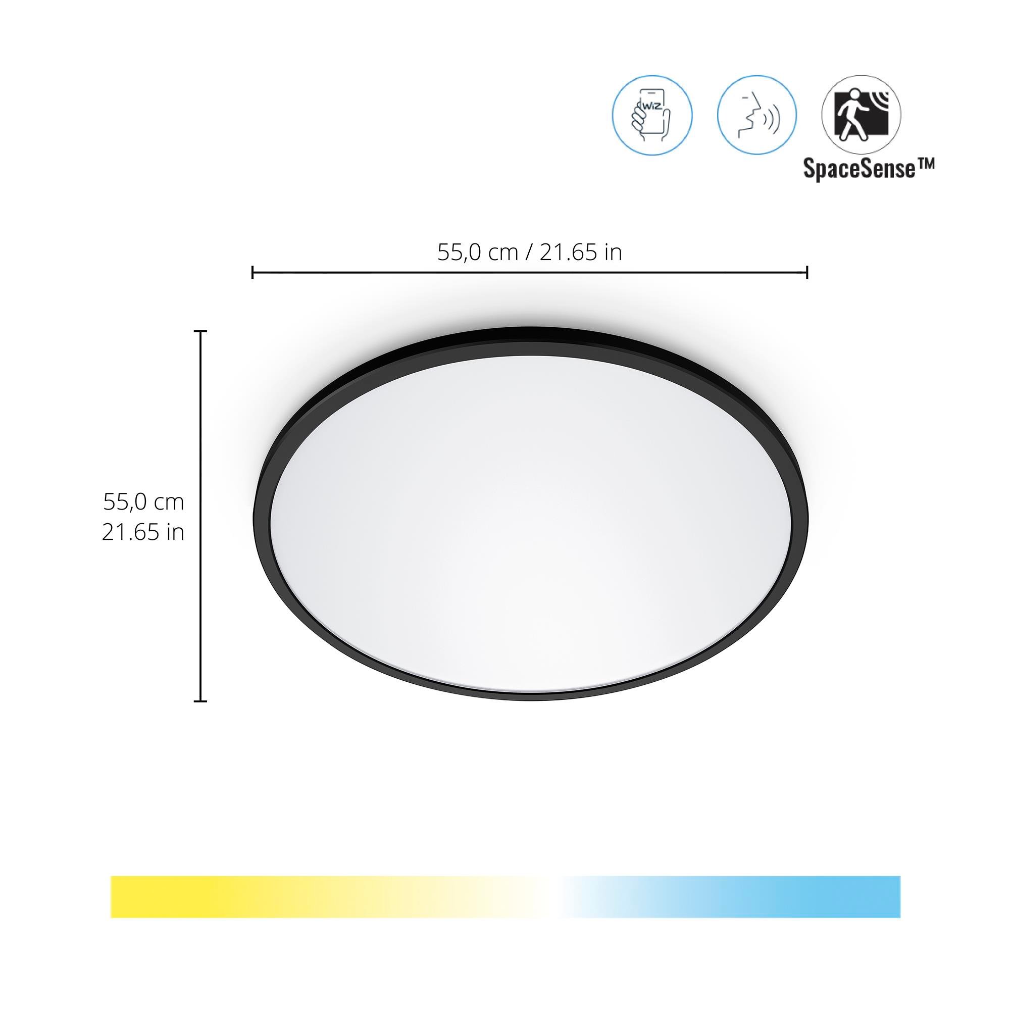 Wiz SuperSlim 32W Siyah Sıva Üstü RGB Akıllı LED Yuvarlak Panel Tavan Armatürü 55 cm çapında 3750 Lumen