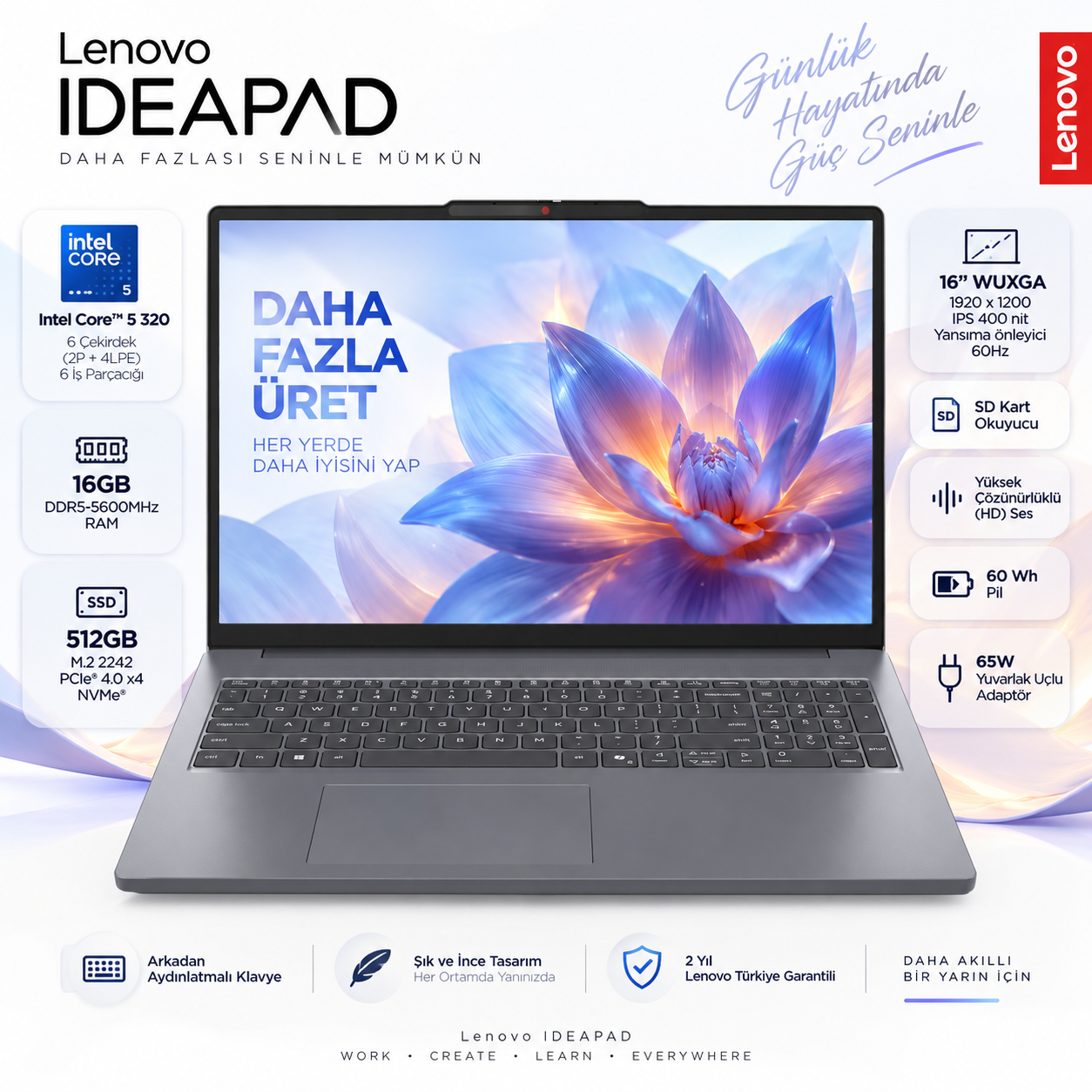 Lenovo IdeaPad Slim 3 16IWC11 Intel Core 5 320 16GB 512GB SSD 16