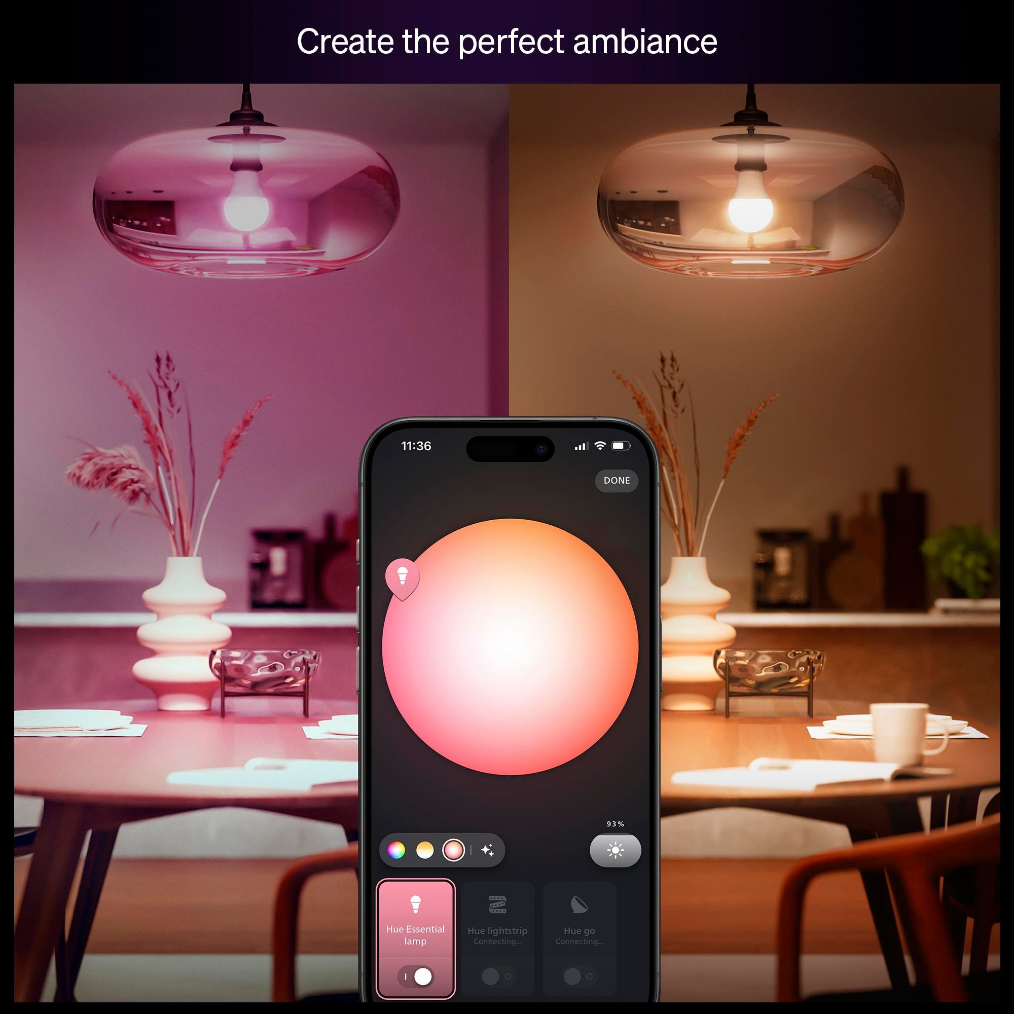 Philips Hue Essential 8W E27 806 Lumen Renkli Akıllı Ampul A60 (2'li Ekopaket)