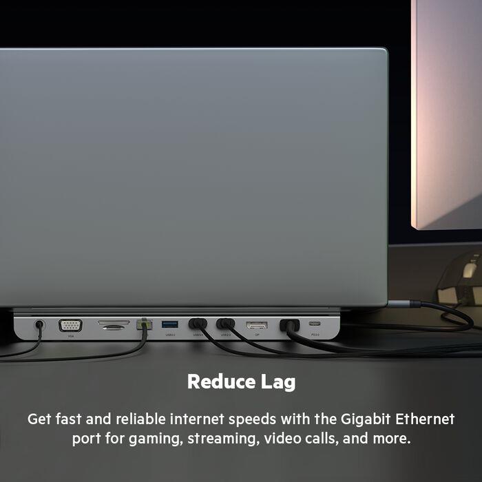 Belkin USB-C Hub, 11'i 1 arada Çoklu Bağlantı Noktalı Adaptör Yuvası, 4K HDMI, DisplayPort, VGA, USB-C ve 100W, Bağlı Cihazdan Şarj Etmek İçin, 3x USB A, Gigabit Ethernet, SD, MicroSD, 3,5 mm Jak