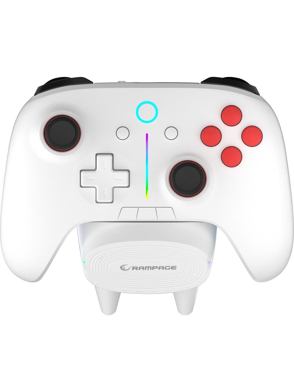 Rampage HYDRA PRO Beyaz BT + 2.4 GHz Şarj İstasyonlu PC Gamepad RGB Joypad